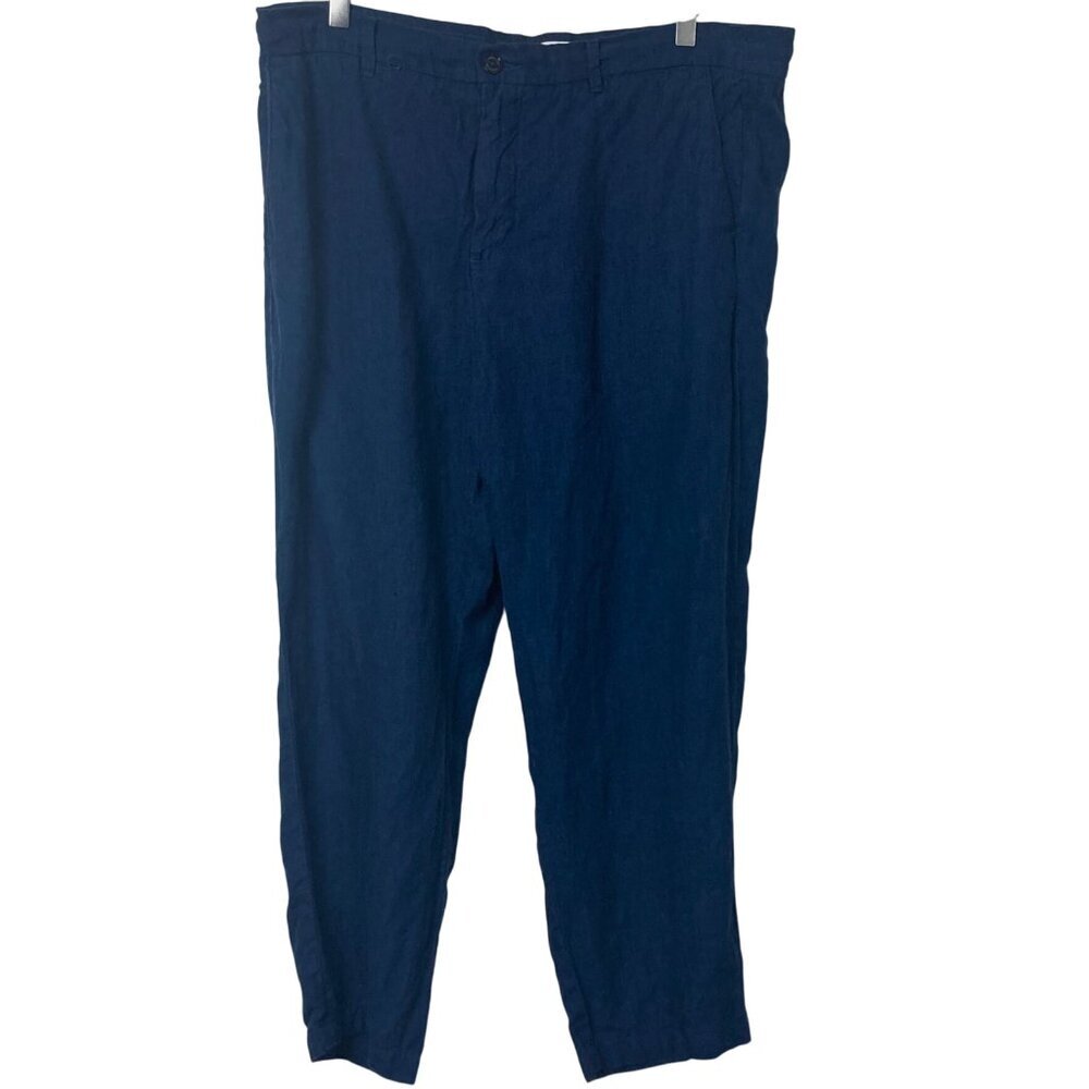 Porter & Ash Linen Pants Mens 36 Blue Chinos Drawstring Waist Beach Lightweight